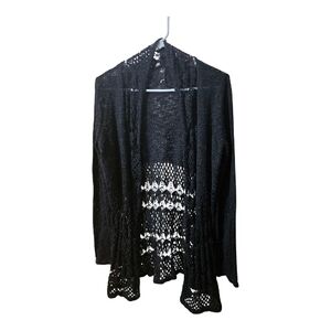 GNW Black Open-Knit Women's Cardigan